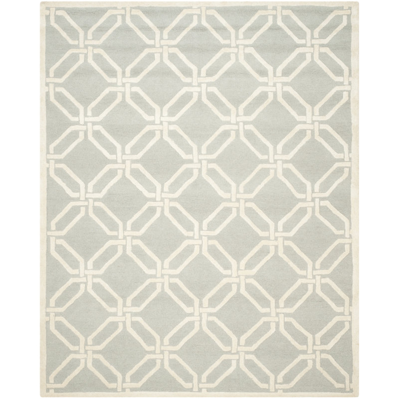 Deedgra Hand Tufted Wool Geometric Rug, Rectangle 8' x 10'