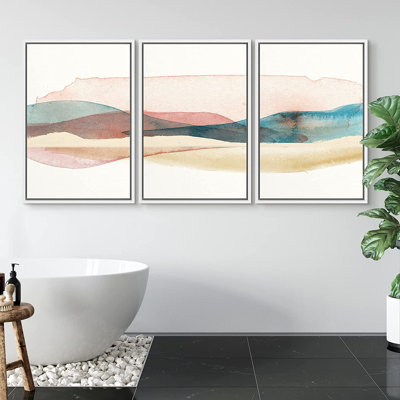 Paysage abstrait, reproduction d'art sur toile, ensemble abstrait, aquarelle, chaîne de montagnes, géométrie, désert, illustrations, art moderne, paysage rustique, pastel pour le salon, la chambre à coucher, le bureau