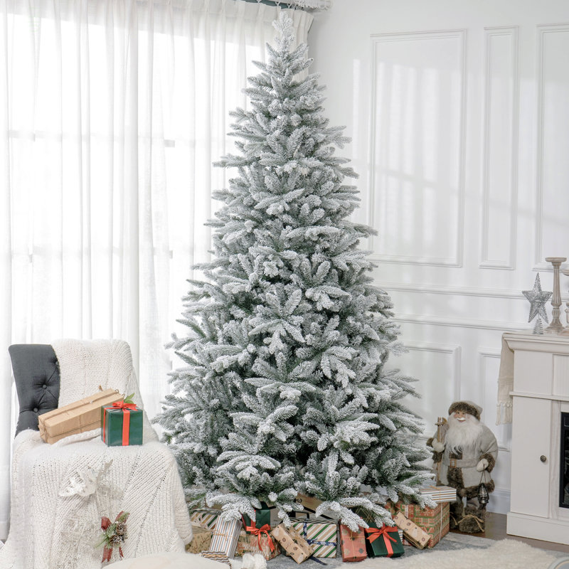 Arbre de Noël artificiel enneigé 8 pi avec embouts de 2003, support en métal pliable, assemblage facile, arbre de Noël à charnières pour la maison, le bureau, les Fêtes