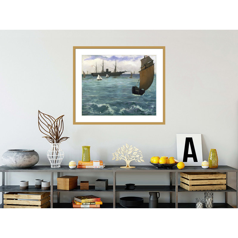 «The Kearsarge» à Boulogne par Édrede Manet, impression giclée sur cadre, H 33,5 po x l 39,52 po