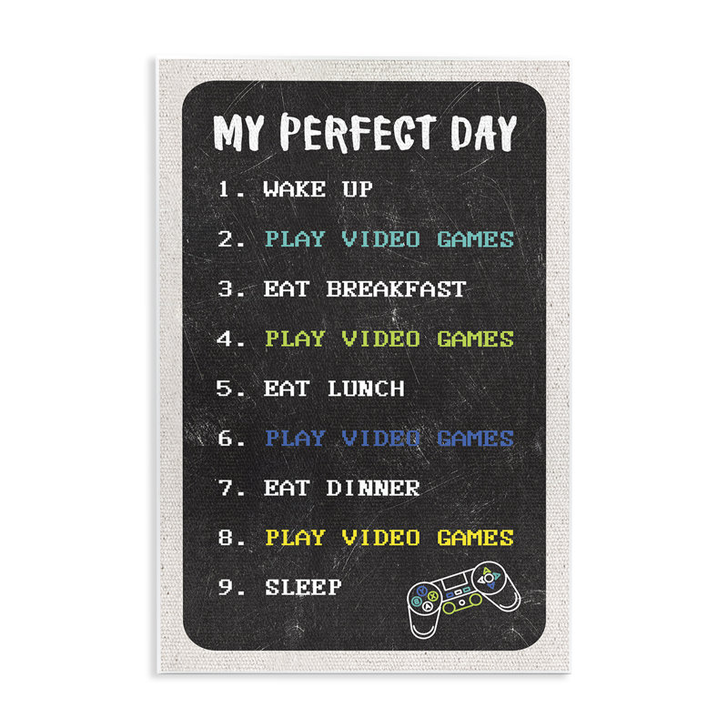 «Perfect Day Gamer Life», art mural sur bois par Masey St. Studios, H 15 po x l 10 po