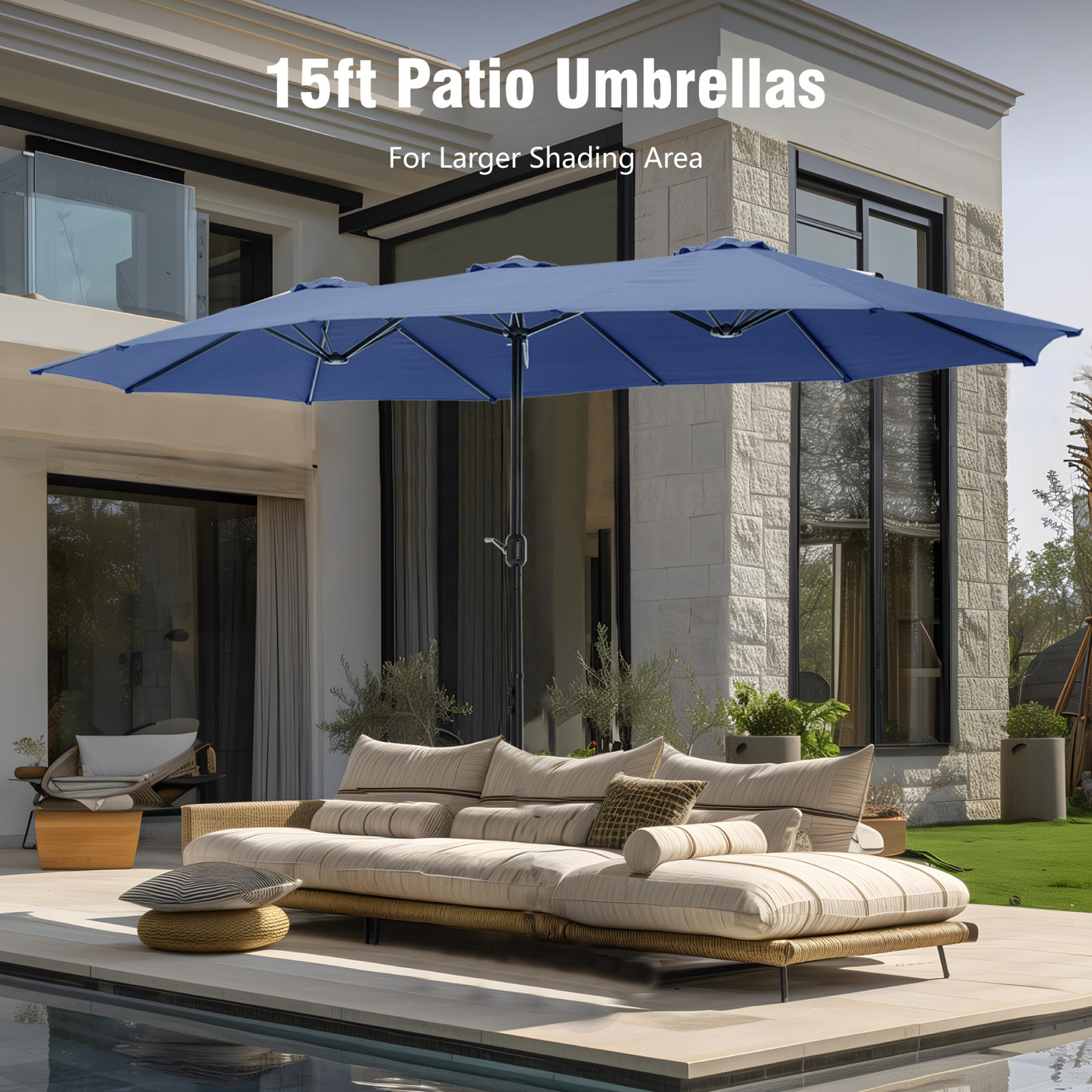 Nyasia 15' Market Umbrella, Haze Blue