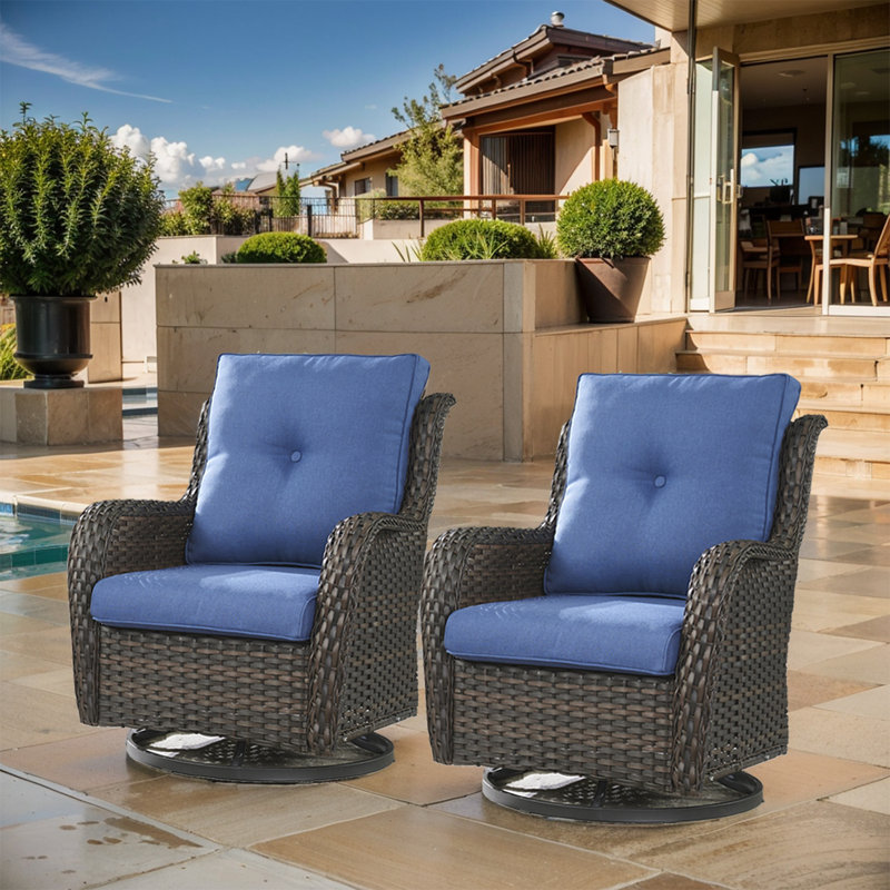 Ensemble de chaises berçantes pour l'extérieur Deb, Bleu, Brun