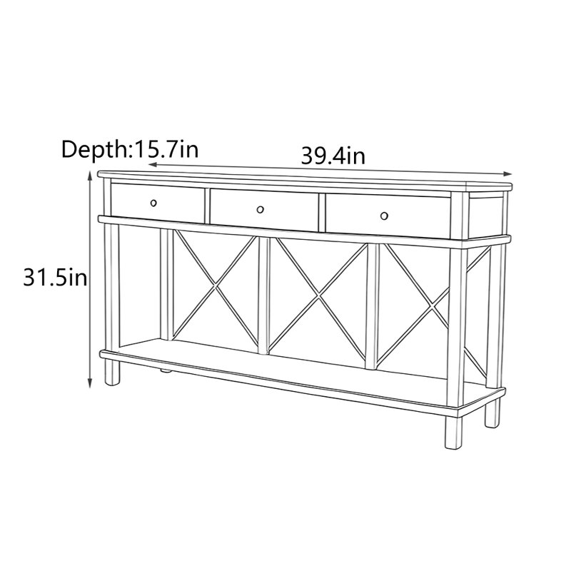 Console American Country Style, H 31,5 po x l 39,4 po x P 15,7 po