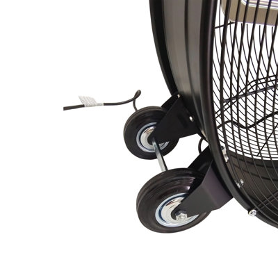 30 po Ventilateur tambour haute vitesse, 2 vitesses, fabrication en métal robuste, moteur de câblage en cuivre pur, flux d'air puissant, pales en aluminium, finition thermolaquée noire, pour entrepôt, atelier, usine et garage