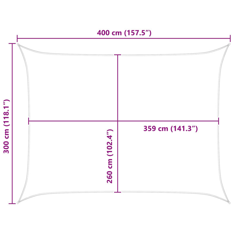 Vidaxl Sunshade Sail Oxford Fabric Rectangular Patio Shade Sunscreen Canopy, 3m W x 4m L, Blue/White