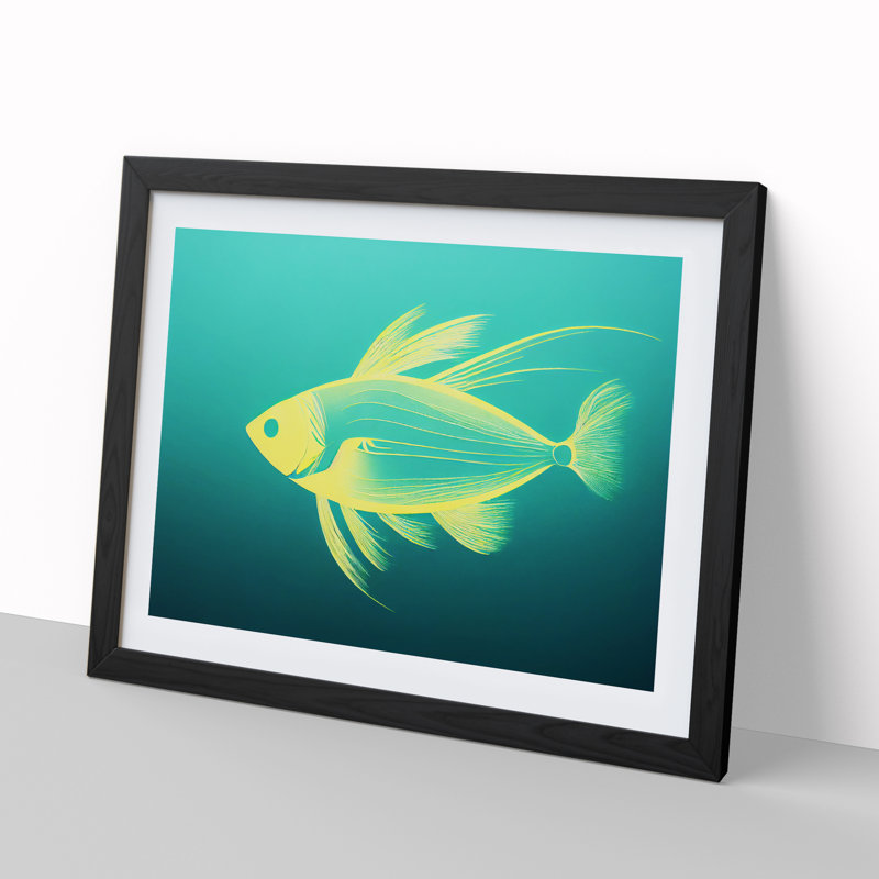 XH1022-2268X Compelling Fish - Single Picture Frame Print, Black Framed, 25cm H x 34cm W x 2cm D