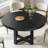 45" Cross Legs Solid Wood Dining Table Round Kitchen Table in Black