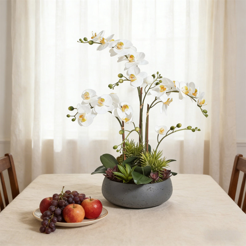 Arrangement floral artificiel, Blanc, 20 po x 24 po
