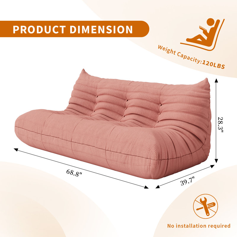 Fauteuil à billes 3 places Boneless Bonless, Rose