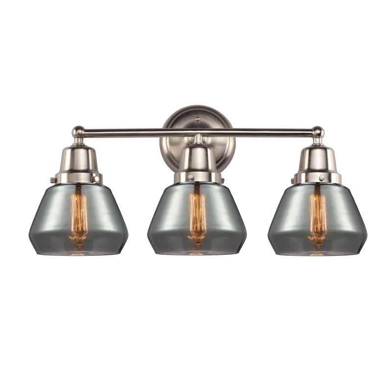 Cahn 3 - Light Dimmable Vanity Light, Brushed Satin Nickel, Plated Smoke, Incandescent