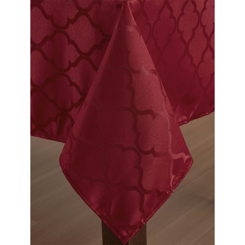 Sarok Rectangle Geometric Jacquard Tablecloth, 120" L x 60" W, Burgundy