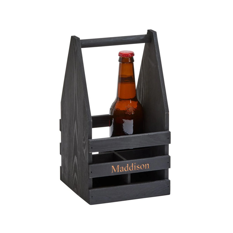 Porte-gobelets en bois pour 4 bouteilles