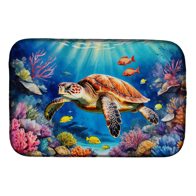 Turtle and Reefs Dish Drying Mat