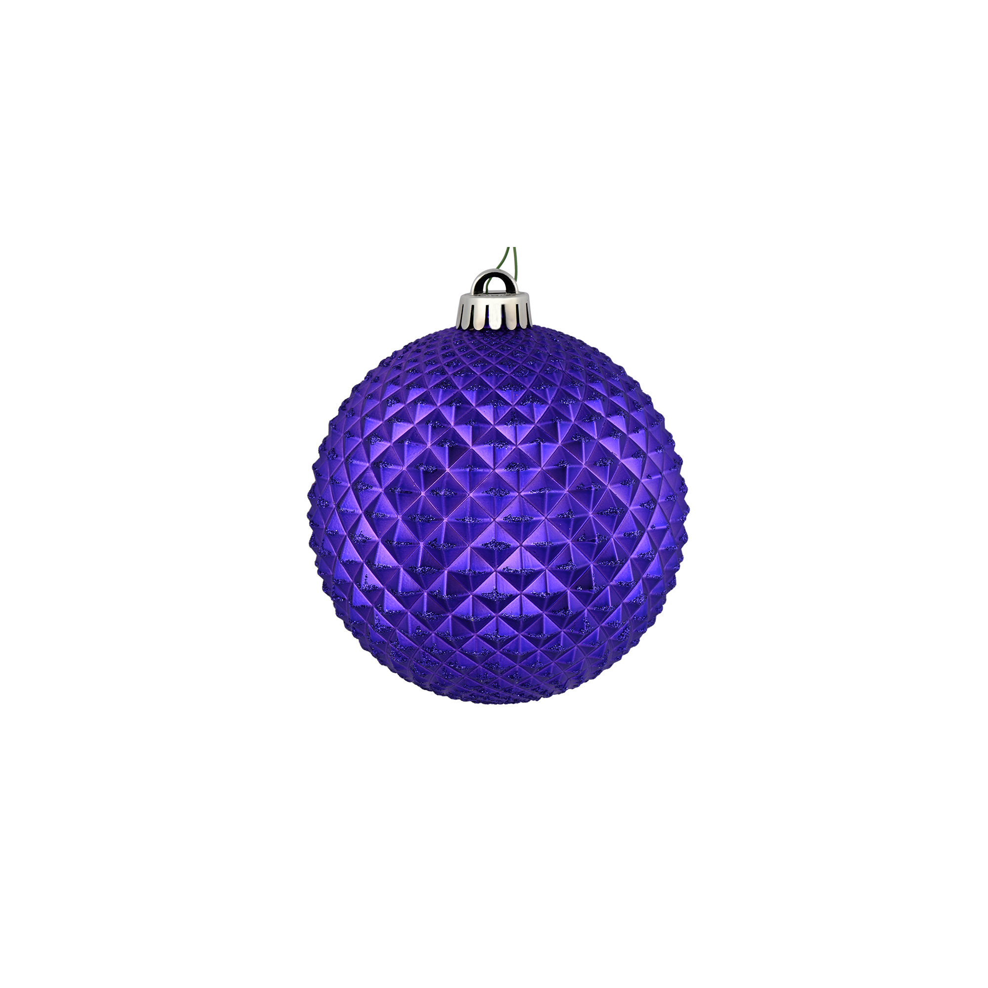 Durian Glitter Ball Ornament, Purple, 4" H x 4" W x 4" D
