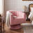 360° Swivel Barrel Chair, Mid‑Century Velvet Upholstered Accent Chair with Armrest, Overstuffed Tufted Design, Pink-169247989