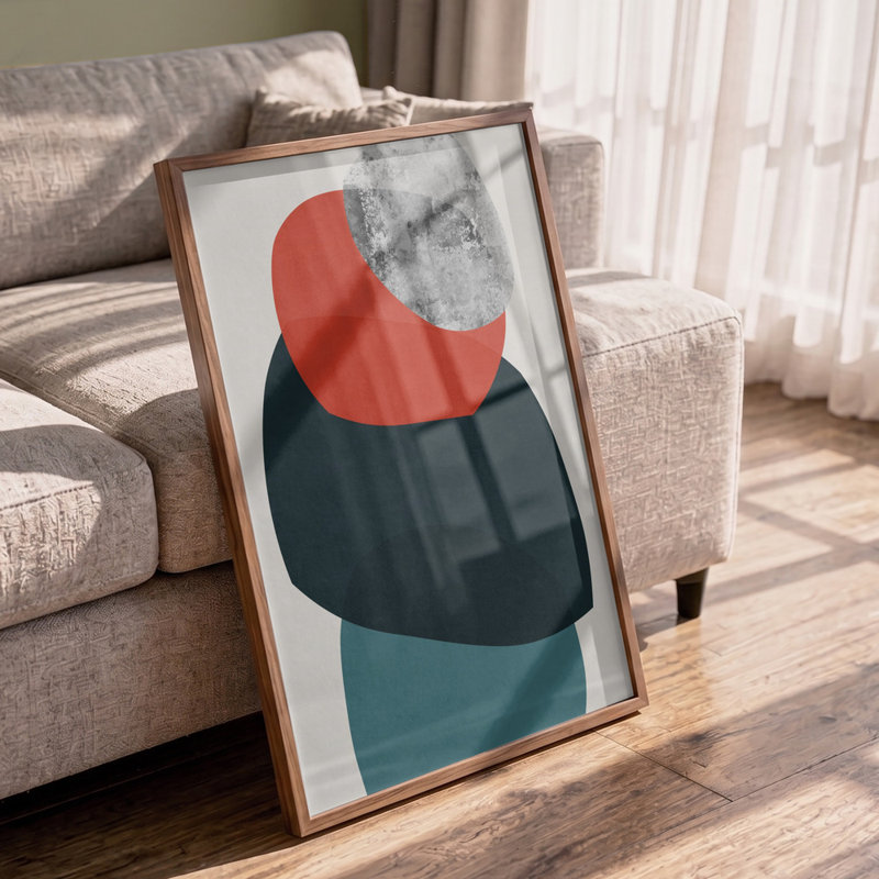 Stacked Abstract Forms Print, Size, Format, Frame Color