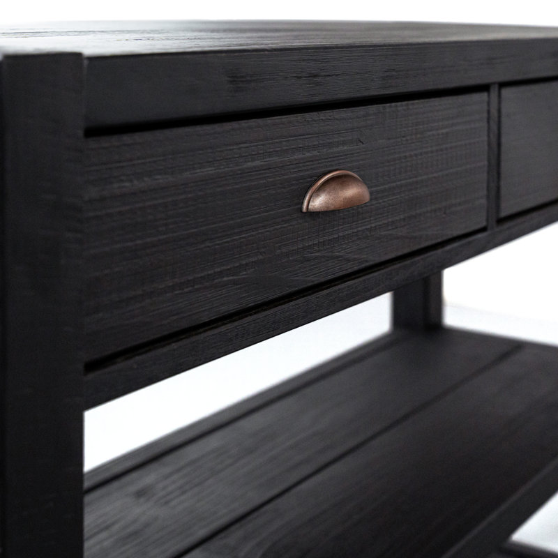 Montauk Solid Wood Console Table, Farmhouse Black