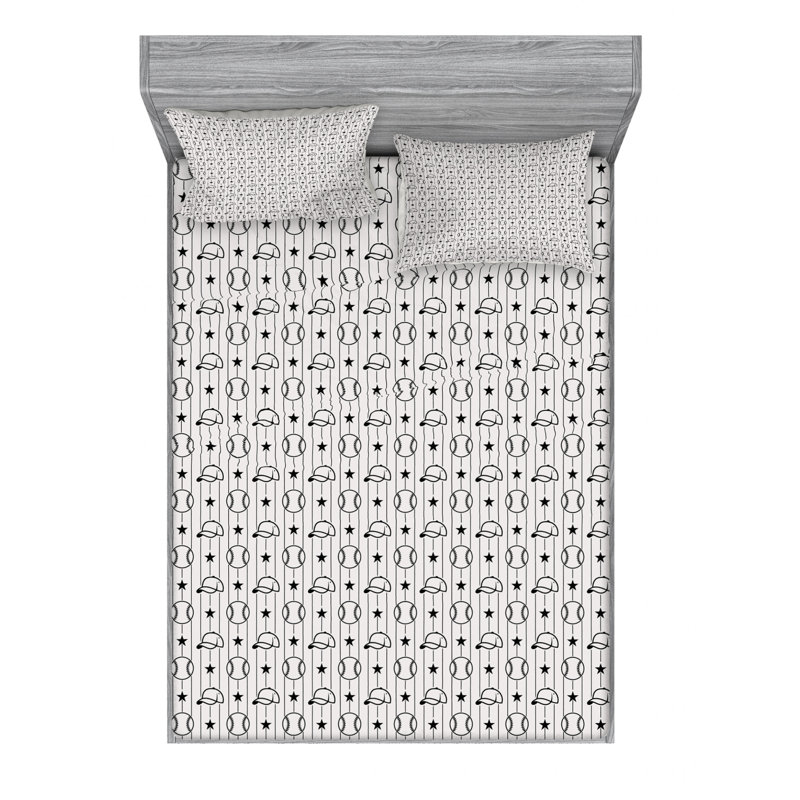 Microfiber Patterned Fitted Sheet, Queen Fitted Sheet with 2 Pillowcases
