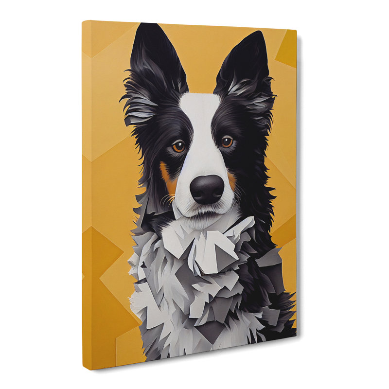 Border Collie Cubism - Wrapped Canvas, 60cm H x 40cm W x 3cm D