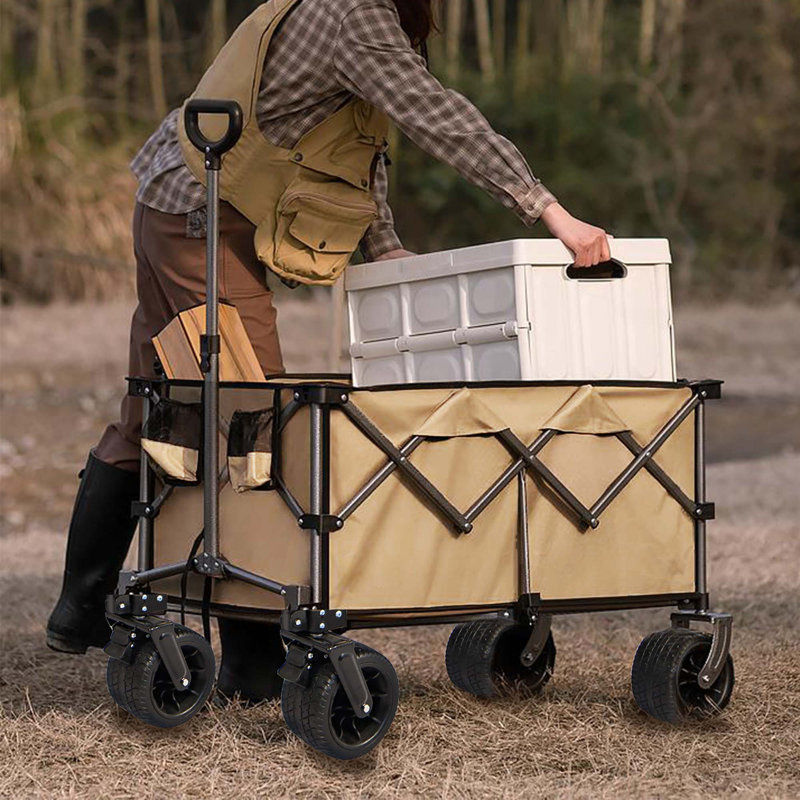 Chariot pliable pliable, chariot de plage pliable, Brun grisâtre