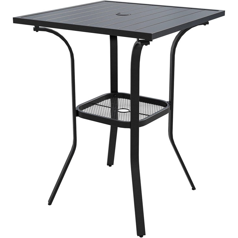 Damyon Square Metal Outdoor Bistro Table With Umbrella Hole , 28'' in. W 28'' in. D