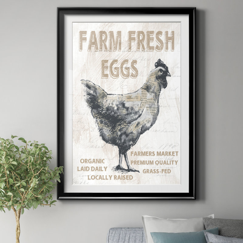 «Farm Fresh Chicken», reproduction de cadre photo sur papier, H 26,5 po x l 36,5 po x P 1,5 po, Papier encadré noir
