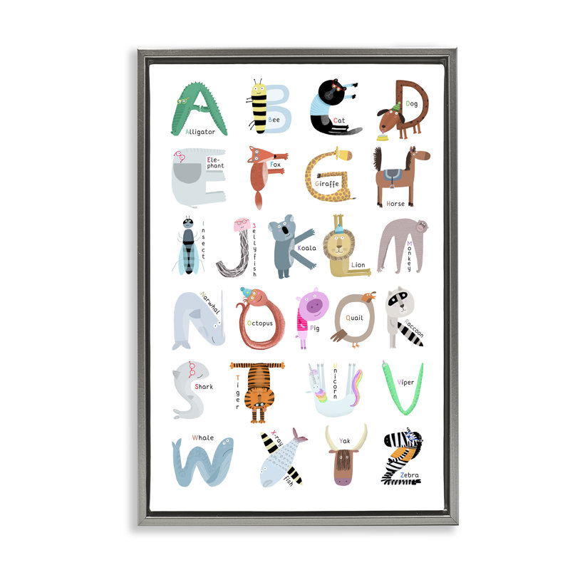 Lettres éducatives pour animaux, Cadre flottant gris lustré, H 25 po x l 17 po
