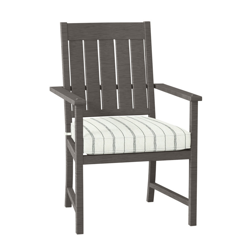 Croquet Patio Dining Armchair with Cushions, Welt, Slate Gray, Linen Chambray