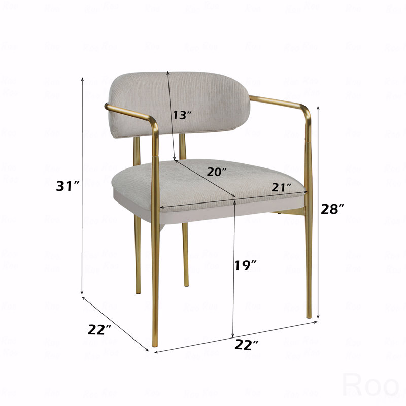 Ensemble de 2 chaises de salle à manger, chenille et fauteuil doré