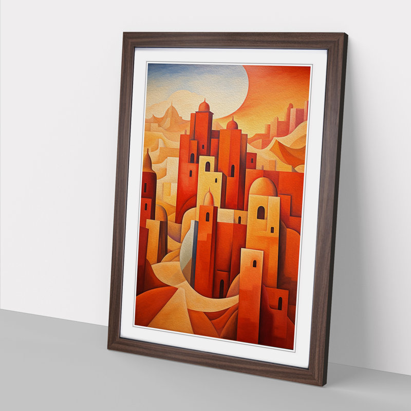 Desert Cubism - Framed Print, 64" H x 46" W x 2" D, Walnut