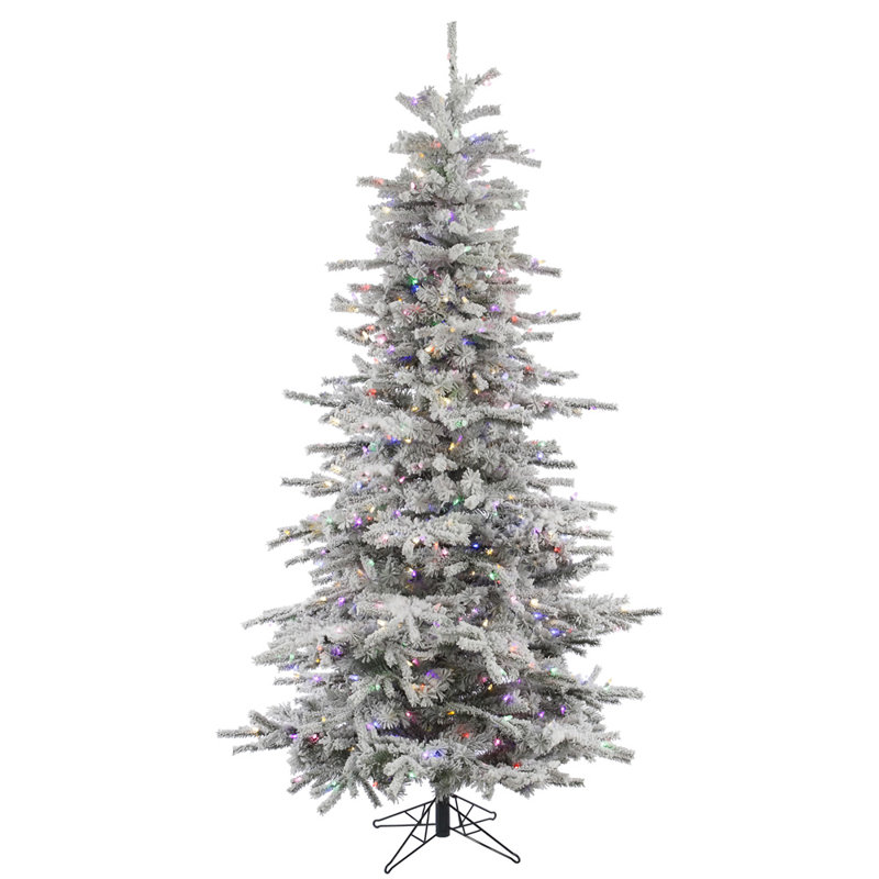 Vickerman Flocked Sierra Fir Artificial Christmas 10' H Lighted Artificial Fir Christmas Tree