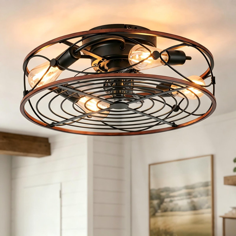 Ventilateur de plafond réversible en cage 20 po avec ensemble d'éclairage et télécommande Farmhouse