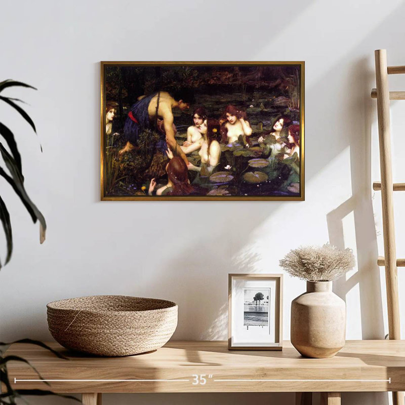 Hylas et les nymphes, Cadre flottant doré, 19 po x 13 po