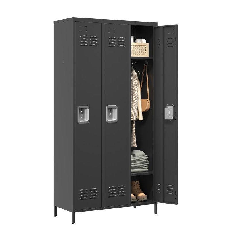 Casiers en métal pour la gestion de l'espace - Garage de gymnastique à domicile noir, H 72 po avec serrure pour un rangement de garage efficace,