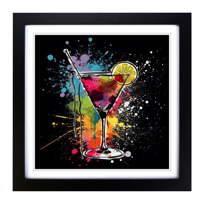 Cocktail Grunge Art - Single Picture Frame Print on Wood