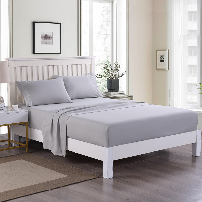 D-BSS4-E-20220419 Microfiber Sheet Set, King Sheet Set + 1 Fitted Sheet + 2 Pillowcases, Gray