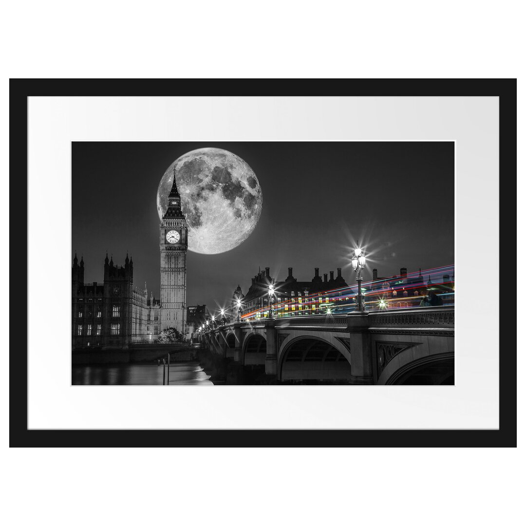 Gerahmtes Poster Big Ben mit Mond London