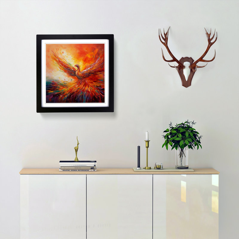 Phoenix Color Field Painting - Single Picture Frame Print on Wood, Black