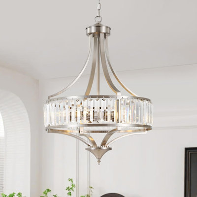 Lustre en cristal Modern Farmhouse - Luminaire suspendu antique 5 lumières pour la salle à manger, le salon, la chambre à coucher, le vestibule, l'îlot de cuisine, le vestibule - hauteur réglable, à intensité variable, installation facile