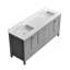 Meuble-lavabo 72 po, meuble-lavabo avec cadre en bois massif, comptoir autoportant avec double cuve gris