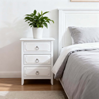 3 Drawer Nightstand  White