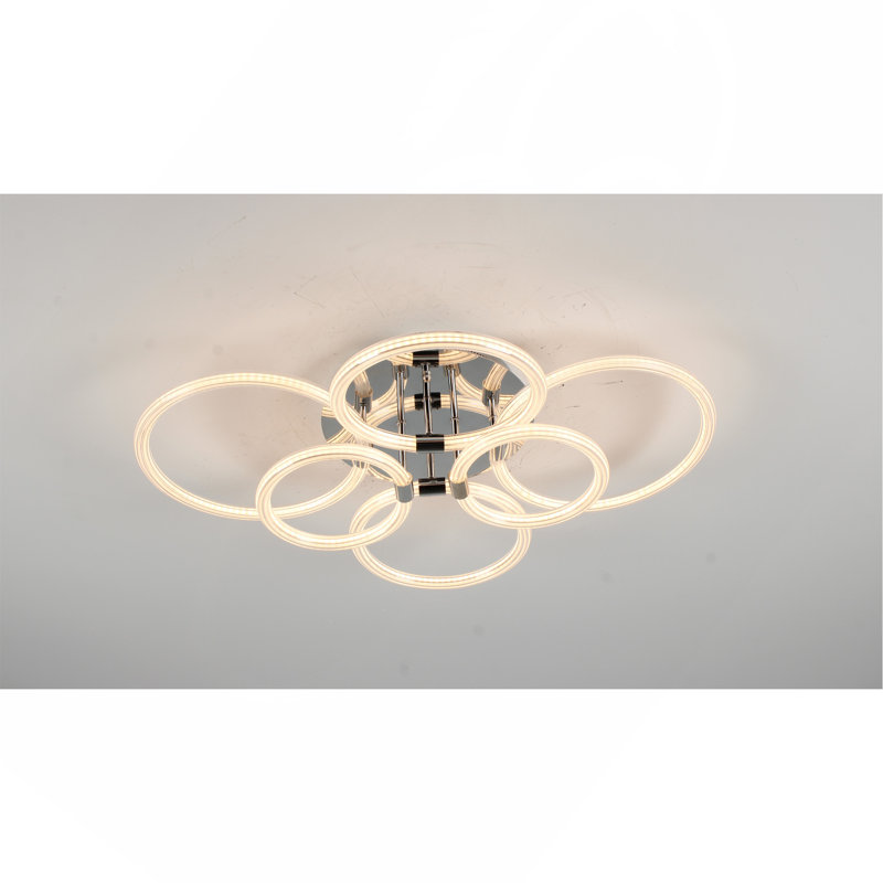 Plafonnier moderne à DEL, plafonnier encastré avec télécommande à intensité variable, plafonnier en acrylique à 6 anneaux pour chambre à coucher, salon, cuisine, lampes de bureau (6 têtes)