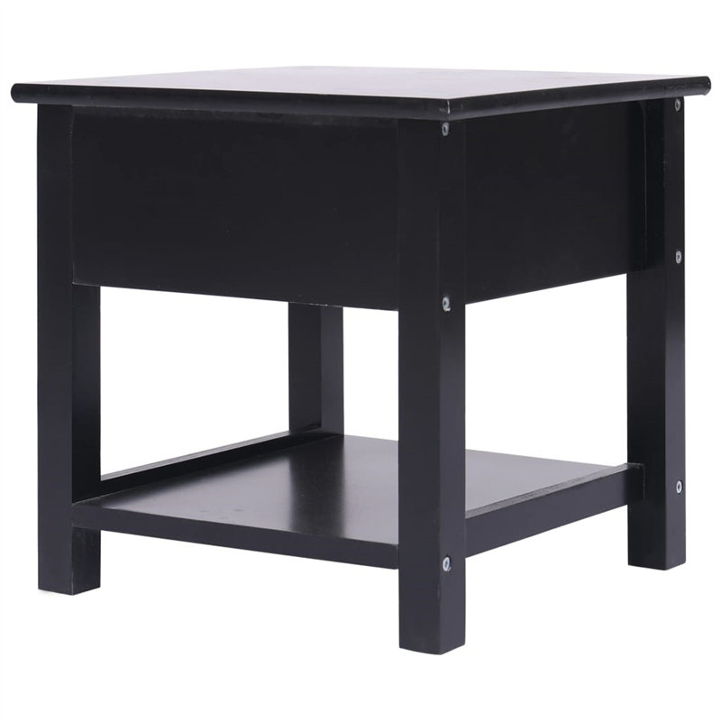 Mackey Side Table with Storage, Black