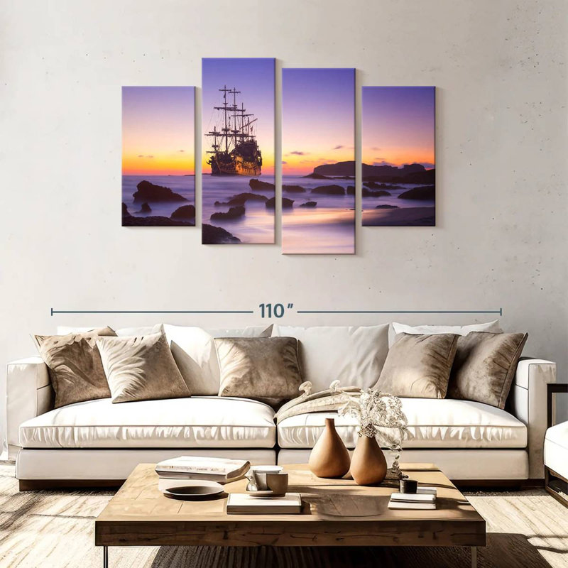 Mehar Pirate Ship On Open Sea, 48" H x 75" W