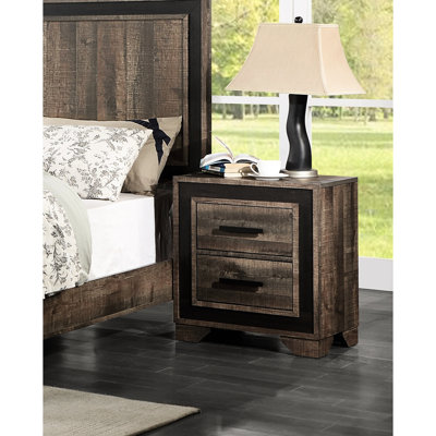 Bedroom 2 Nightstand With Contemporary Oak Finish Veneer Decoration