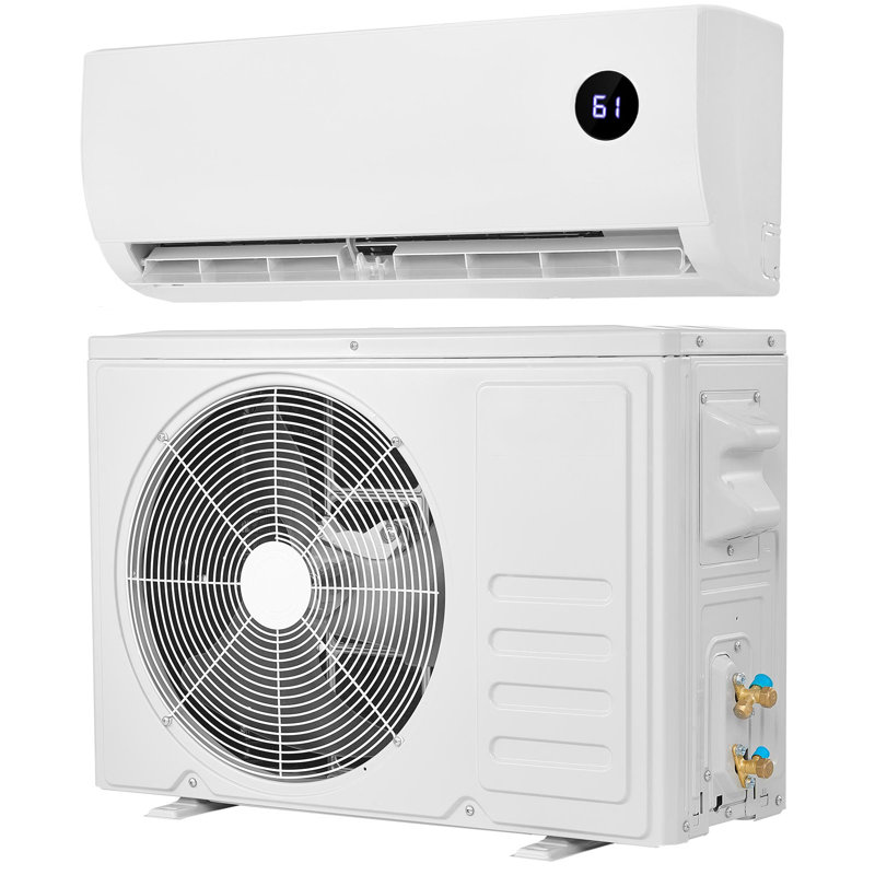 Mini climatiseur à deux blocs, 9000 BTU 230V refroidissement et chauffage rapides, 19 SEER2 écoénergétique à haut rendement, système inverseur silencieux pour une zone de couverture de 450 pieds carrés, facile à entretenir, pour la maison, le bureau