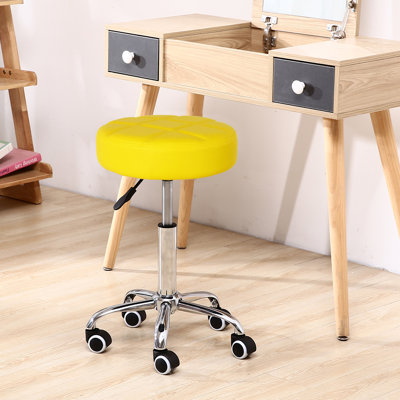 Round Adjustable Height Swivel Stool with Wheels for Office Work