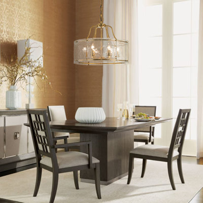 6-Light Handcrafted Textured Waterglass Drum Chandelier