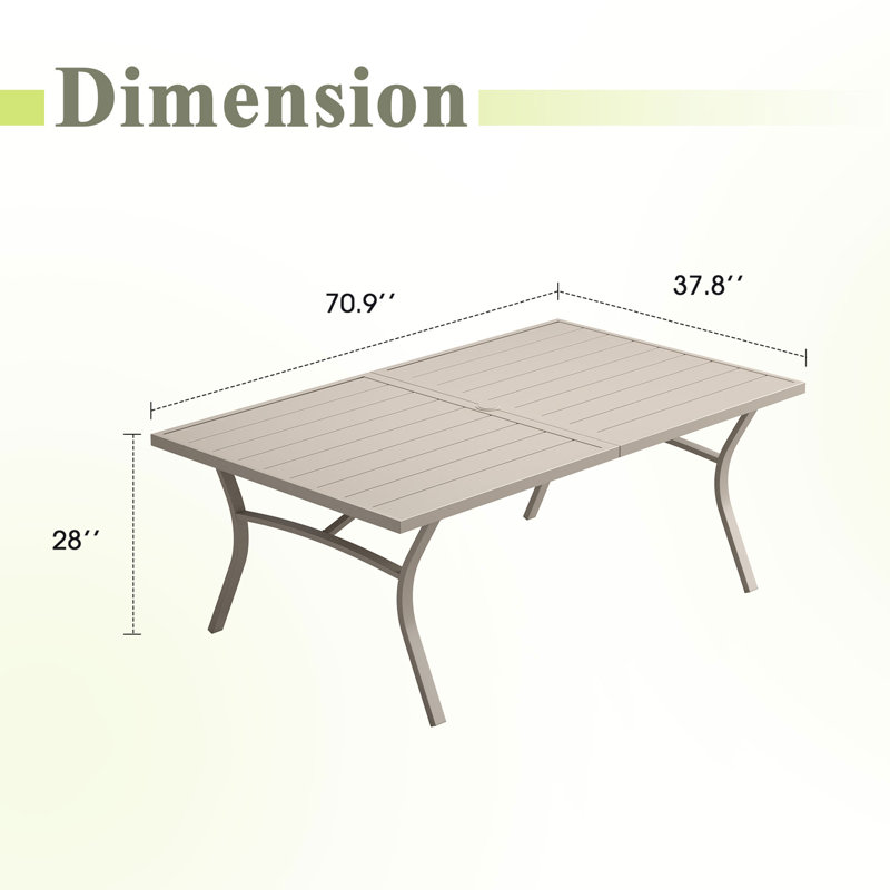 Table de salle à manger rectangulaire pour l'extérieur, Coquillage de sable
